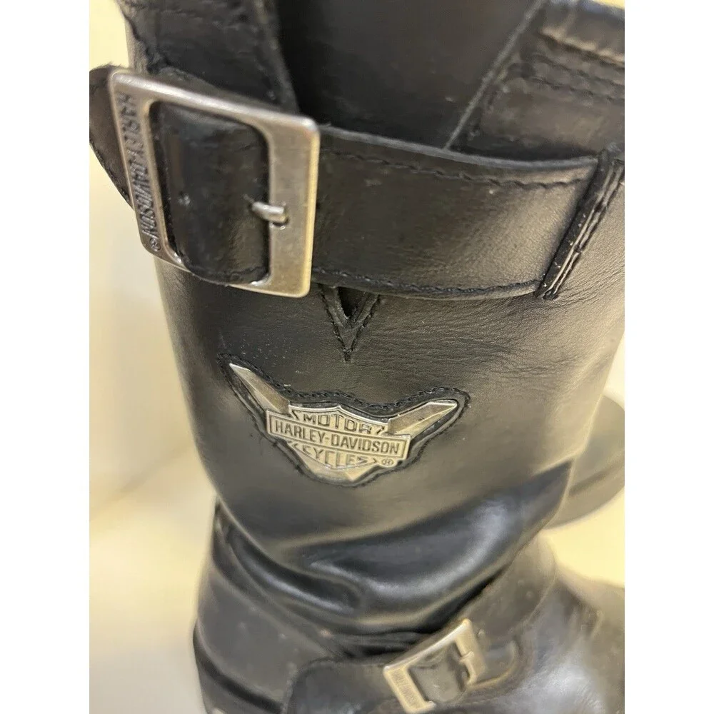 HARLEY DAVIDSON Mega Conductor Engineer Motorcycle Men’s 9.5 W Boots Silver Logo